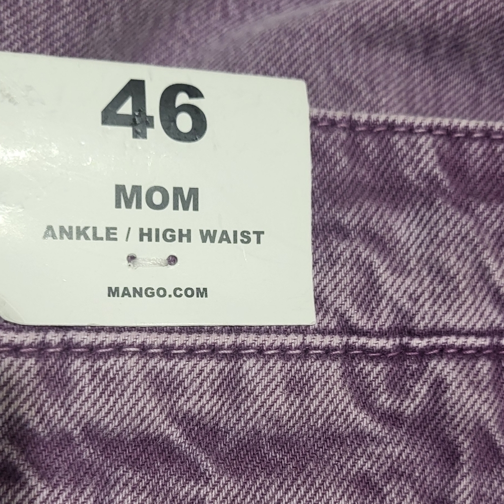 Mango High-Waist Mom Ankle Jeans Size 14 Purple New - Picture 6 of 7